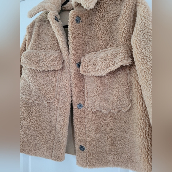  AVEC LES FILLES TOAST TEDDY FAUX FUR TRUCKER COAT SZ XS - Picture 3 of 9